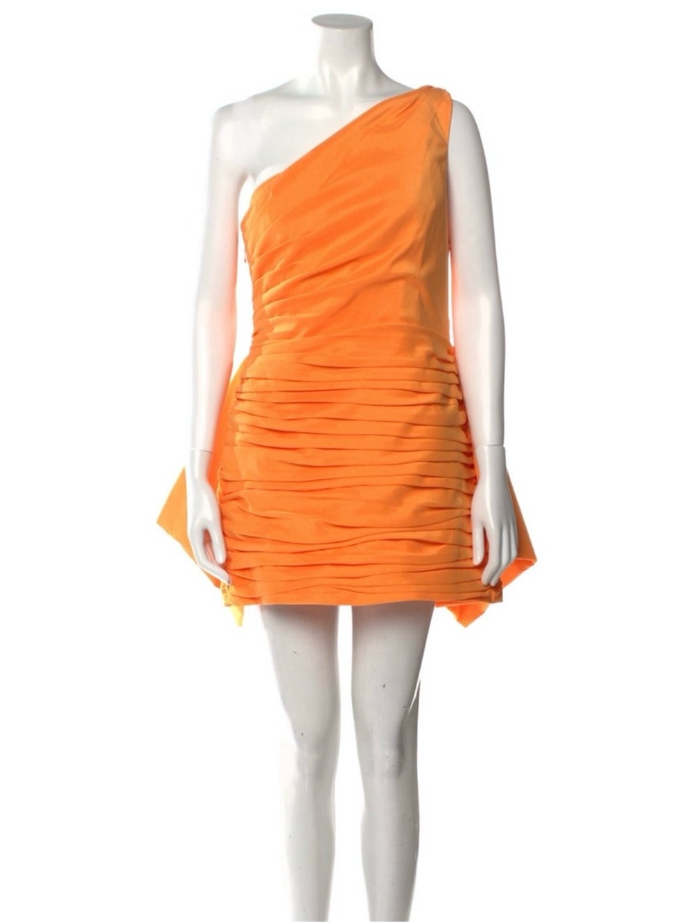 NWT Rachel Gilbert One-Shoulder Orange Marco-Ruched Mini Dress